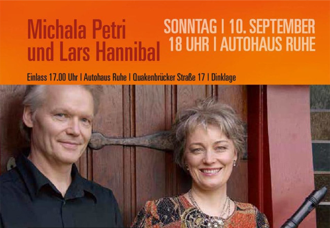 International bekannte Flötistin Michala Petri spielt am 10. September im Autohaus Ruhe