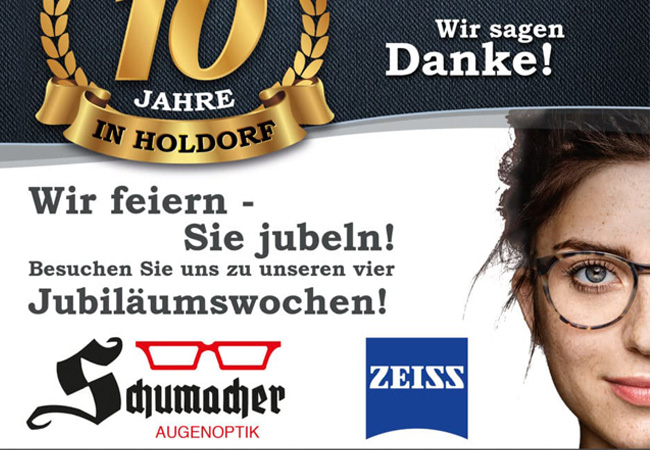 ZEISS Markenbrillengläser mit UVProtect Technologie zum Aktionspreis -  Filiale von Augenoptik Schumacher in Holdorf feiert 10-jähriges Jubiläum
