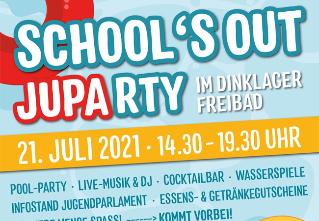School’s out ”JUPArty” am 21. Juli - Dinklager Freibad ist von 14.30 Uhr bis 19.30 Uhr die Location