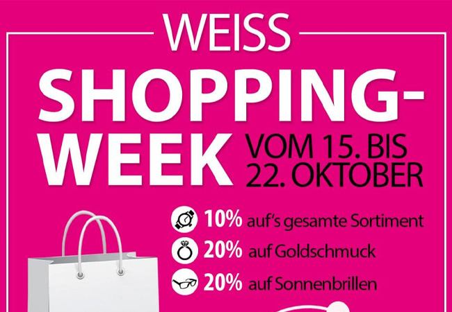 Noch bis Samstag kräftig sparen: Shopping Week bei Uhren/Optik Weiss