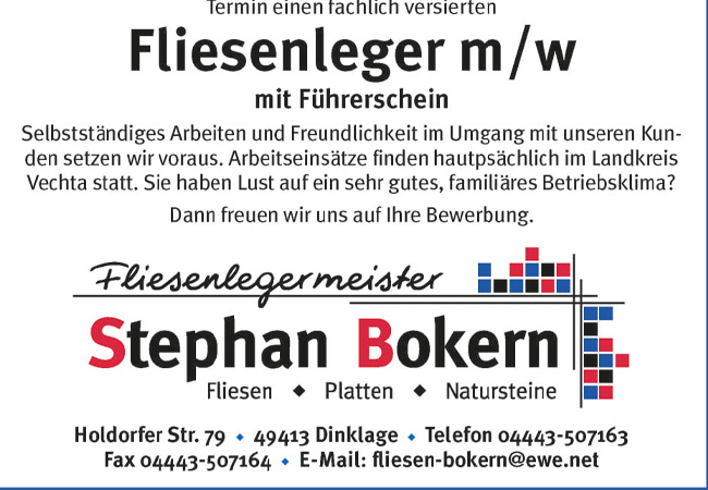 Stephan Bokern sucht einen Fliesenleger
